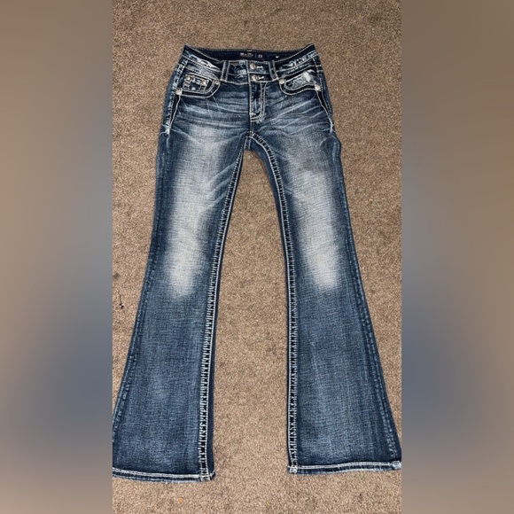 Miss Me Blue low-rise Flare Jeans with Silver Embellishments - Picture 7 of 7